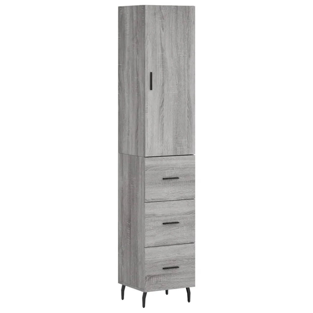 Buffet credenza cassettiera armadio mobile contenitore organizer cucina soggiorno salotto rovere Sonoma alto 34,5 x 34 x 180 cm legno ingegnerizzato grigio 02_0035329