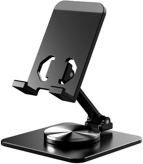 Standarizzazione del telefono da scrivania [rotazione 360°] - Standarizzazione del telefono da scrivania pieghevole - Tipo universale - Adatto a tutti i telefoni e i tablet - Dimensione del pannello: 9,6*6cm - Dimensione della base: 10*10cm - Nero