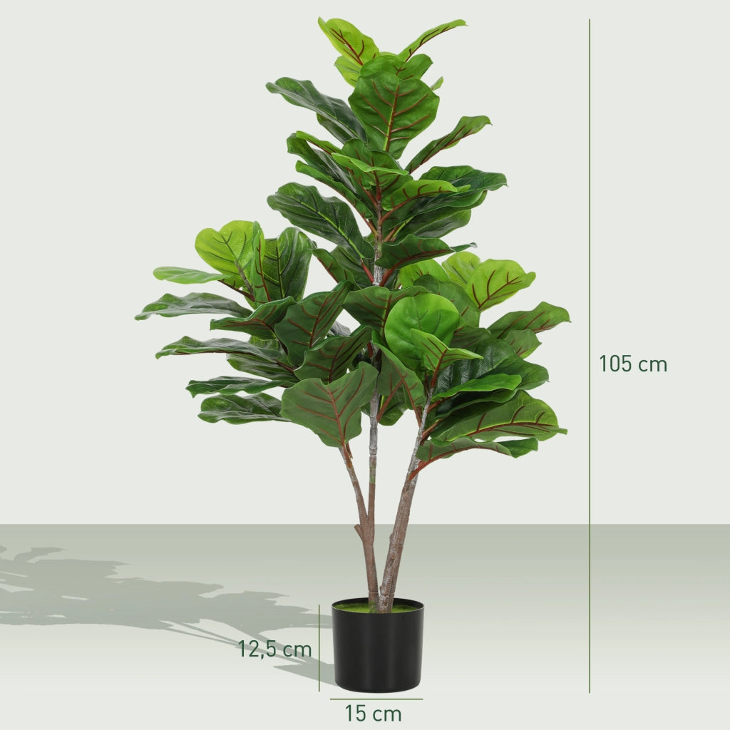 Ficus Lyrata artificiale 110cm ¨C zephmum ¨C pianta finta in vaso decorazione