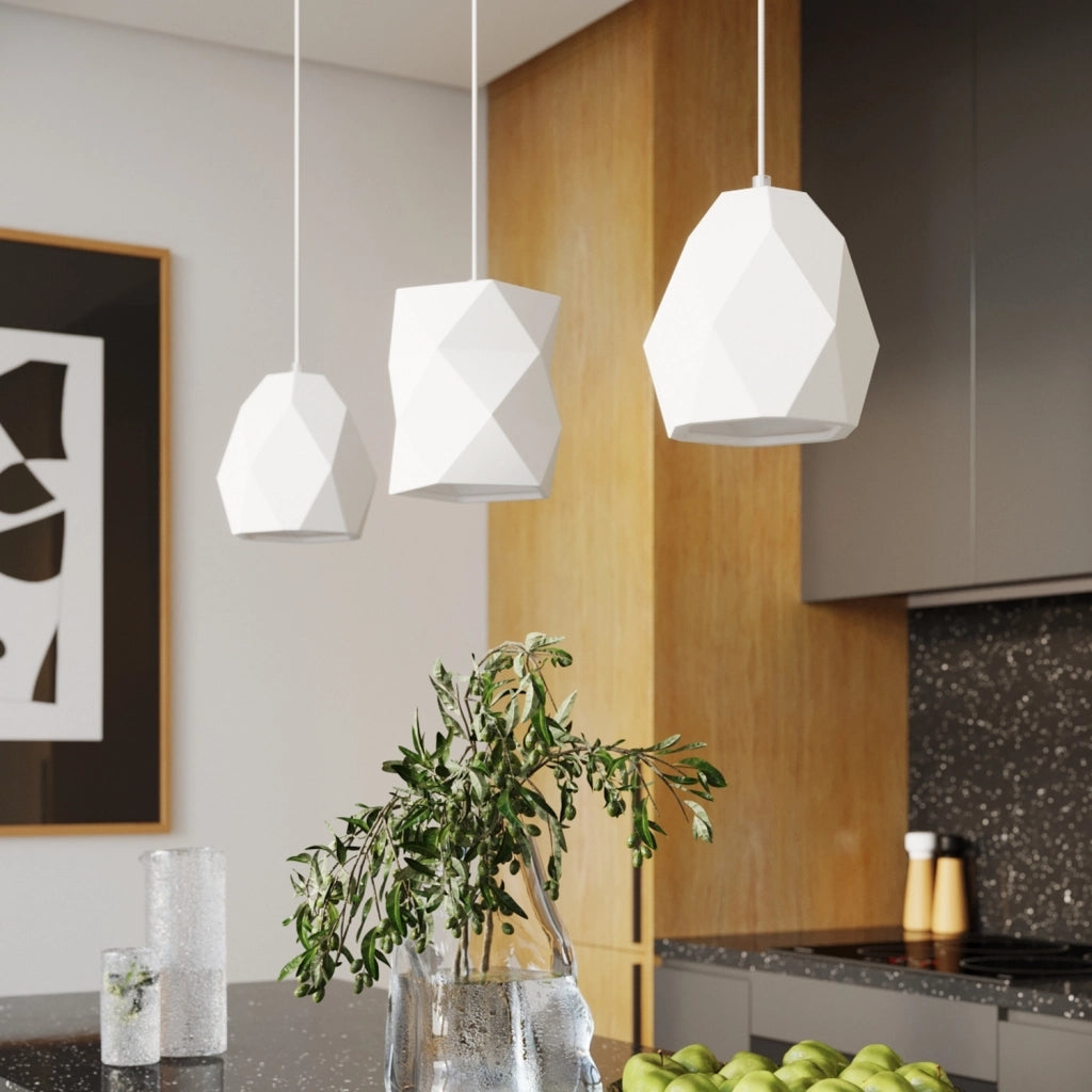 Lampada sospensione ceramica bianca Diamante Fresco E27 Pure Lume