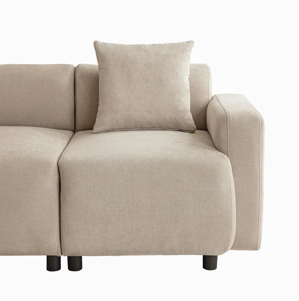 Divano a 3 posti in chenille beige; 211 cm