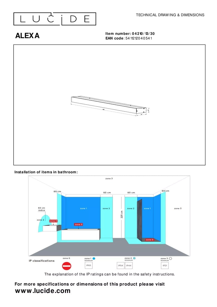 Applique bagno nera barra 90 cm Alexa LED 13W Lucide