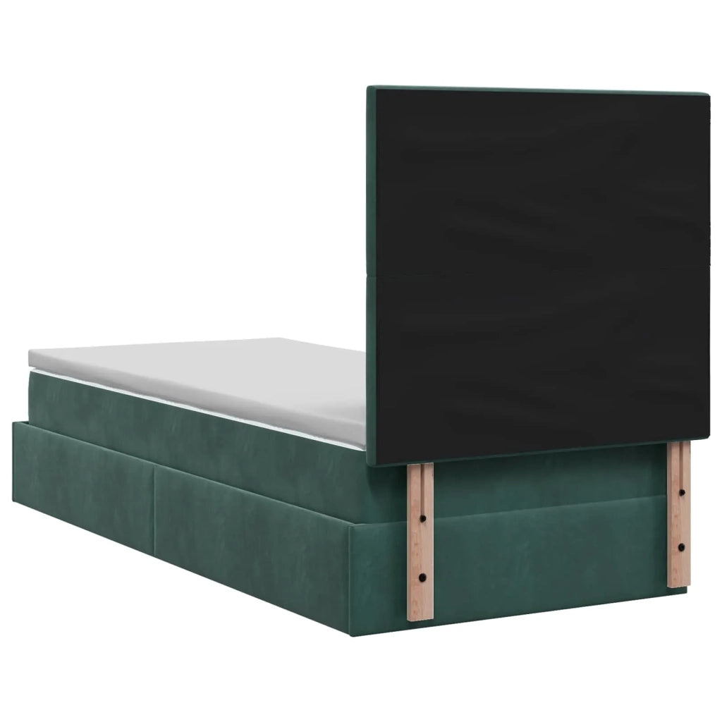 Letto Ottomano con Materasso e LED Verde Scuro 90 x 190 cm 3458346