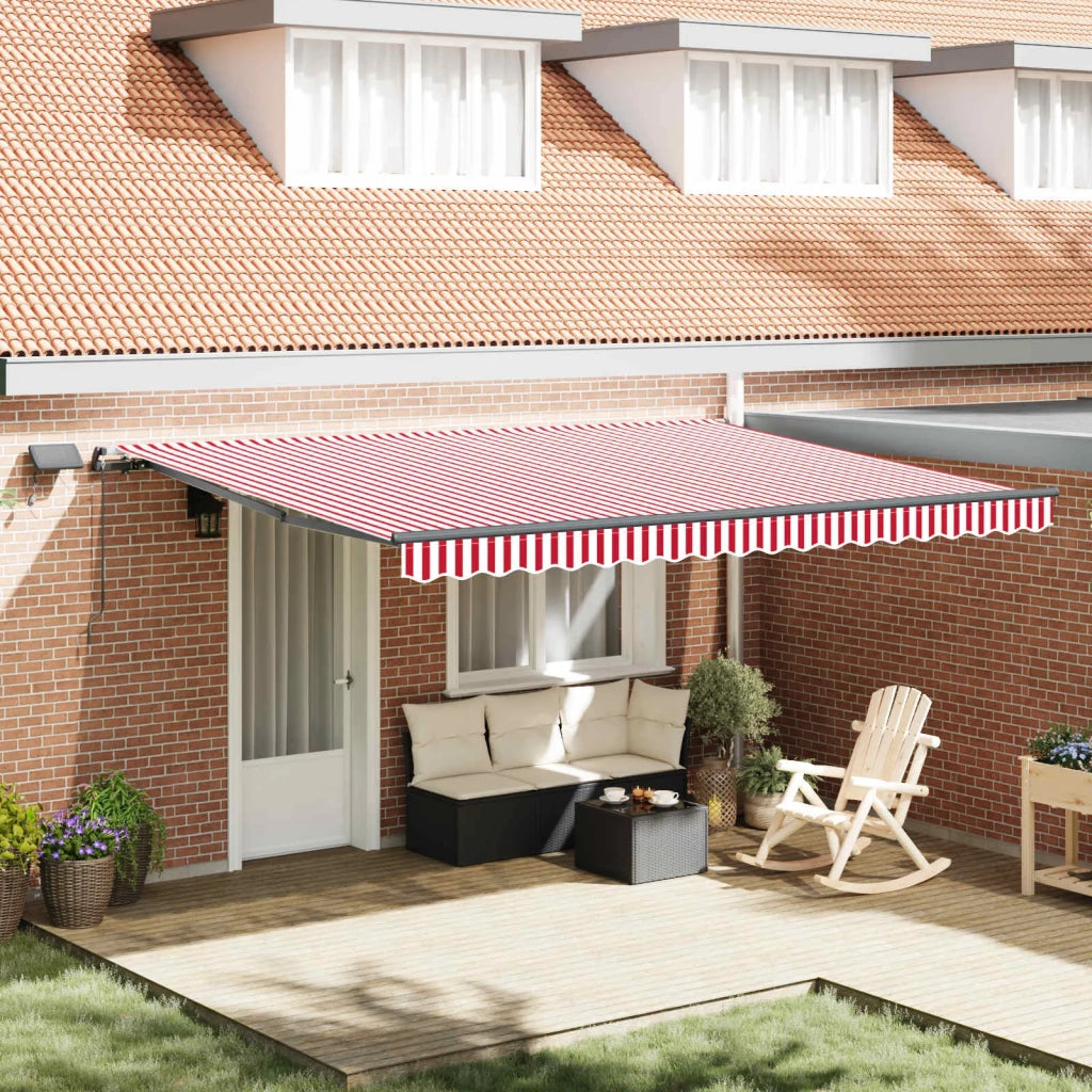 Tenda Retrattile Rosso e bianco 450 ×350 cm Tessuto 3331102