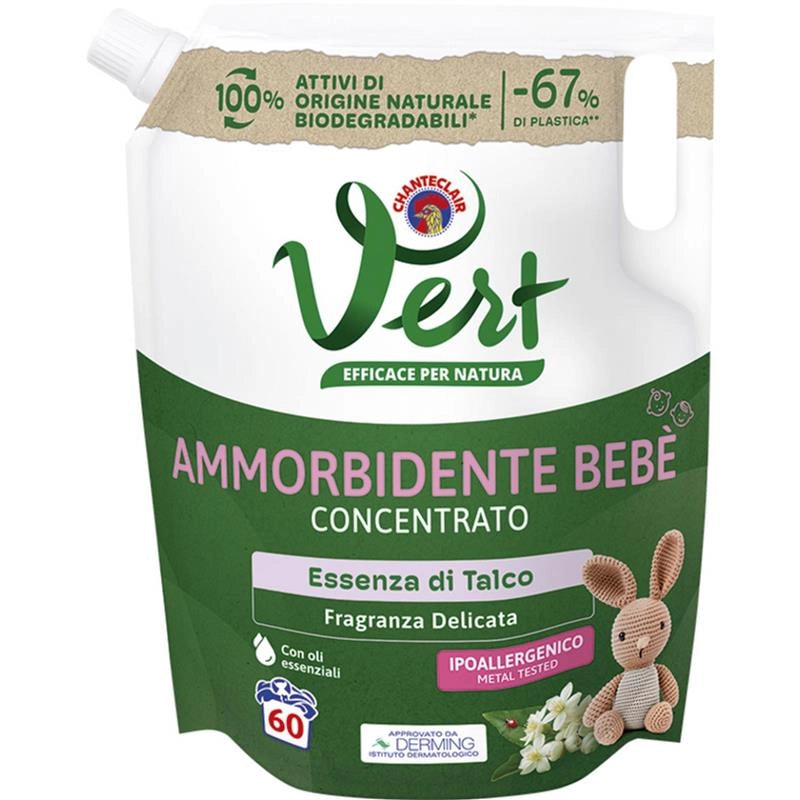 VERT DI CHANTECLAIR AMMORBIDENTE CONCENTRATO BEBÈ ESSENZA TALCO 1200 ML 60 LAVAGGI