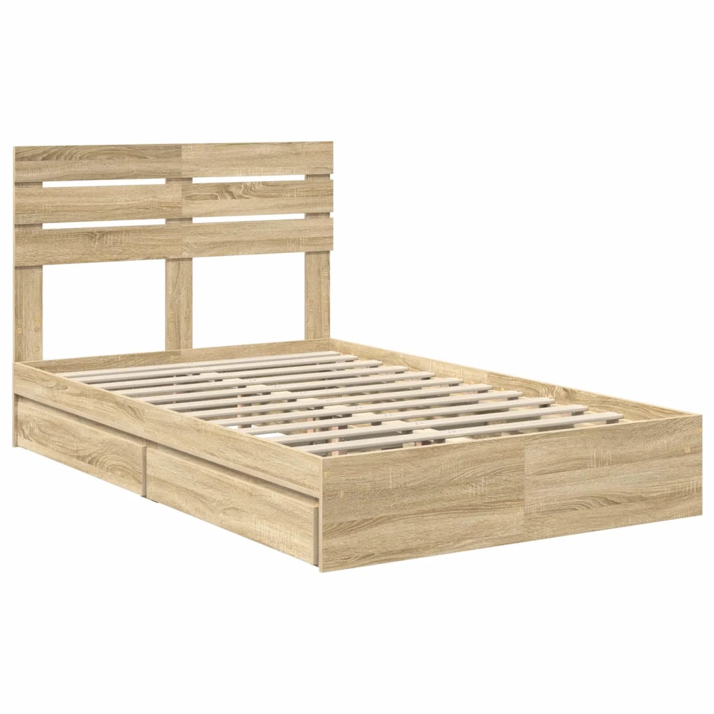 Letto con Contenitore con testiera Rovere Sonoma 135 x 190 cm 3411575
