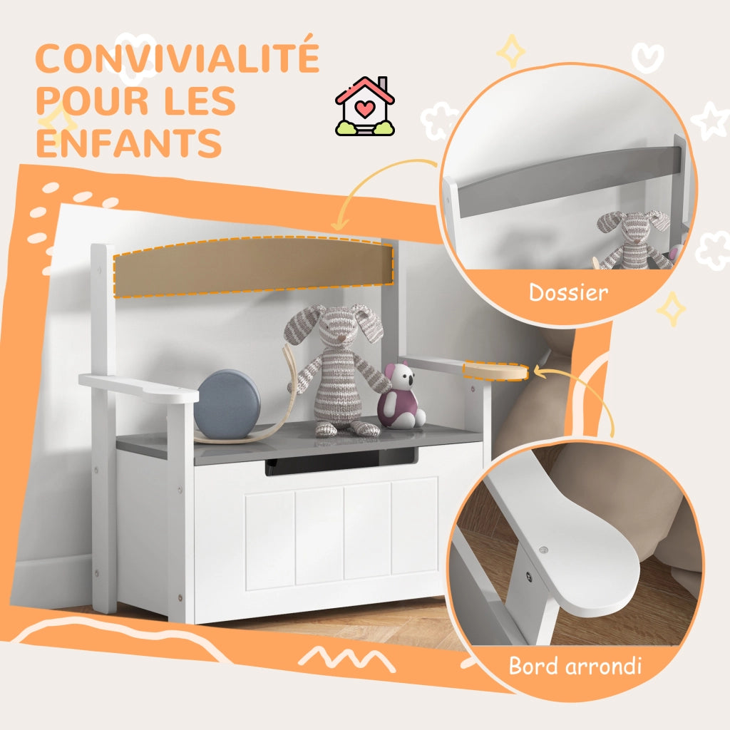 Baule giocattoli 2 in 1 con schienale e braccioli ¨C zephmum ¨C 68.5x34x58 cm
