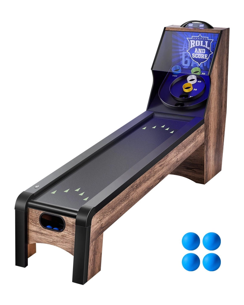 Tavolo da Gioco Arcade Roll e Score SSG-04 con Segnapunti Elettronico LED Effetti Sonori Ritorno Palla e 4 Palline per Sala Giochi Casa