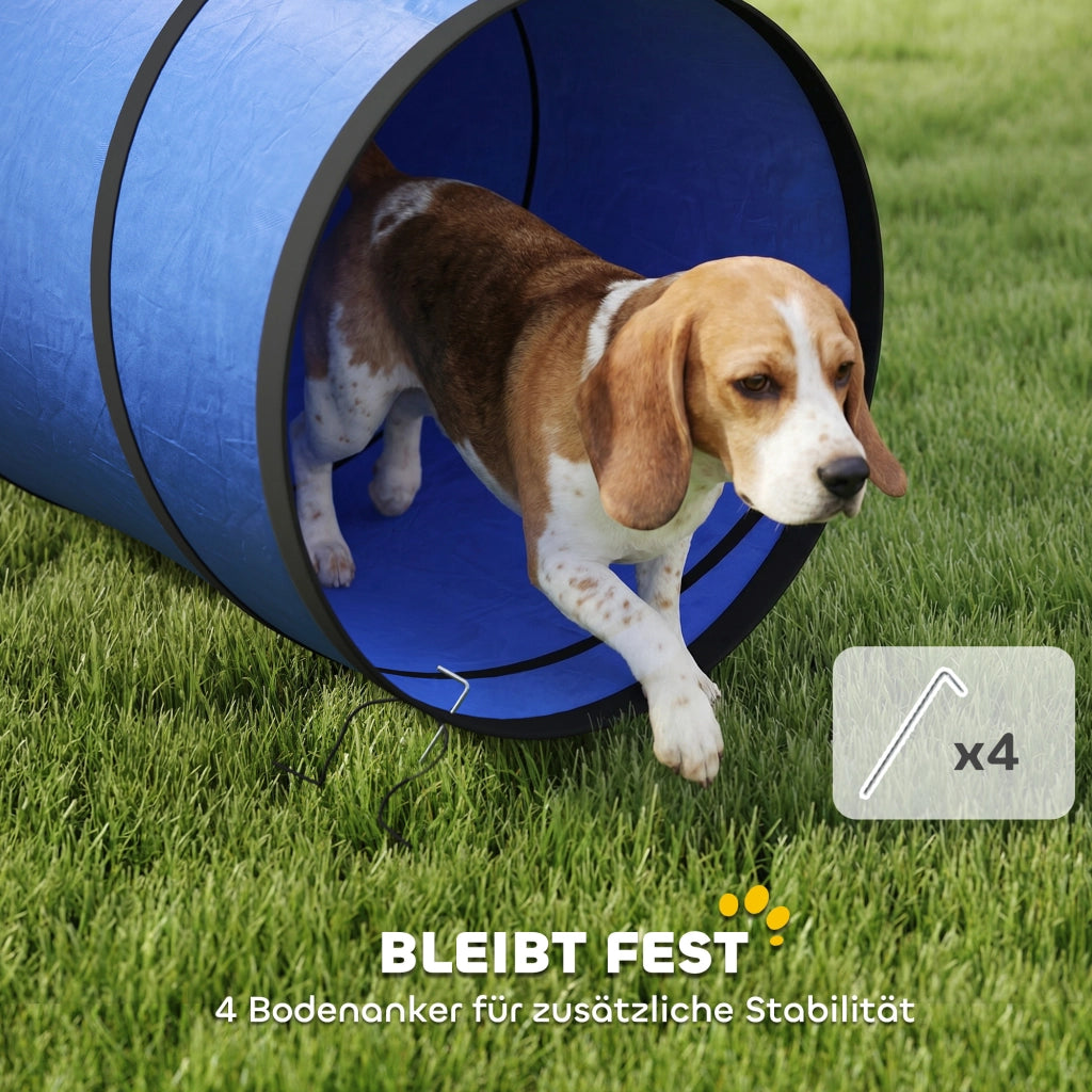 Tunnel per cani Agility 300x50 cm ¨C zephmum ¨C Blu con 4 picchetti e borsa