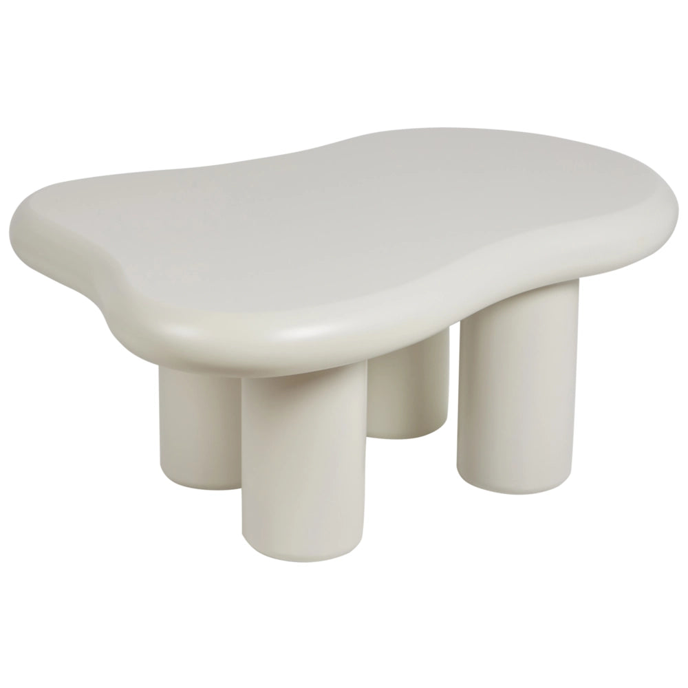 Tavolino da caffè Bianco Gambe in PVC 100 x 70 x 40 cm MDF Piano ovale Forma Soggiorno Moderno Minimalista