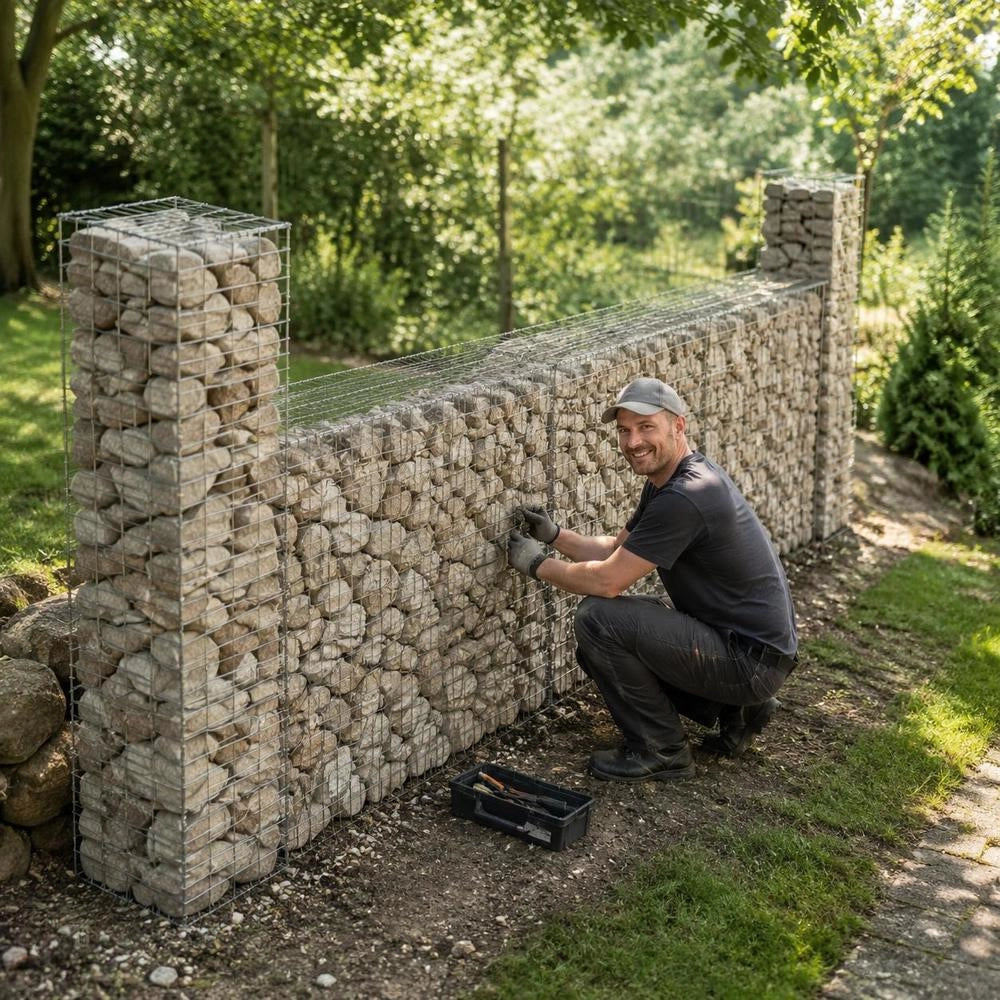 Gabion Wall With Cover, Galvanized Steel, 600 X 50 X 200 Cm
