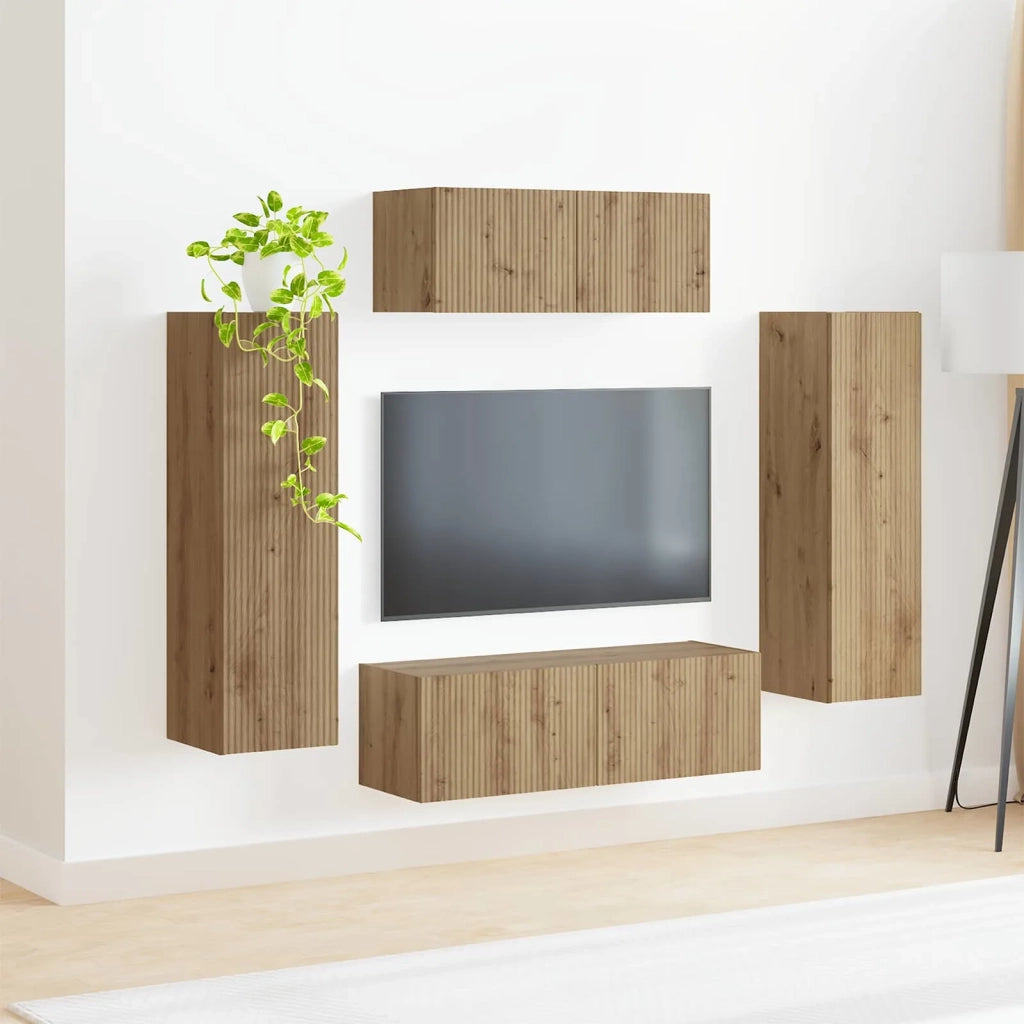 Set mobile TV 3 pcs Rovere artigianale Legno multistrato 3408987