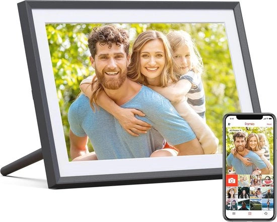 Display Digitale Fotolijst 10,1 Pollici con Touchscreen IPS Wi-Fi, Condividi Foto e Video da Distanza