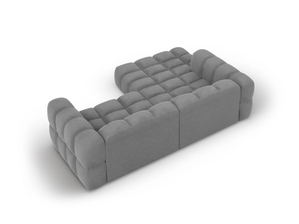 Cosmopolitan Design - Divano angolare modulare sinistro "Sky" 3 posti in velluto grigio chiaro 