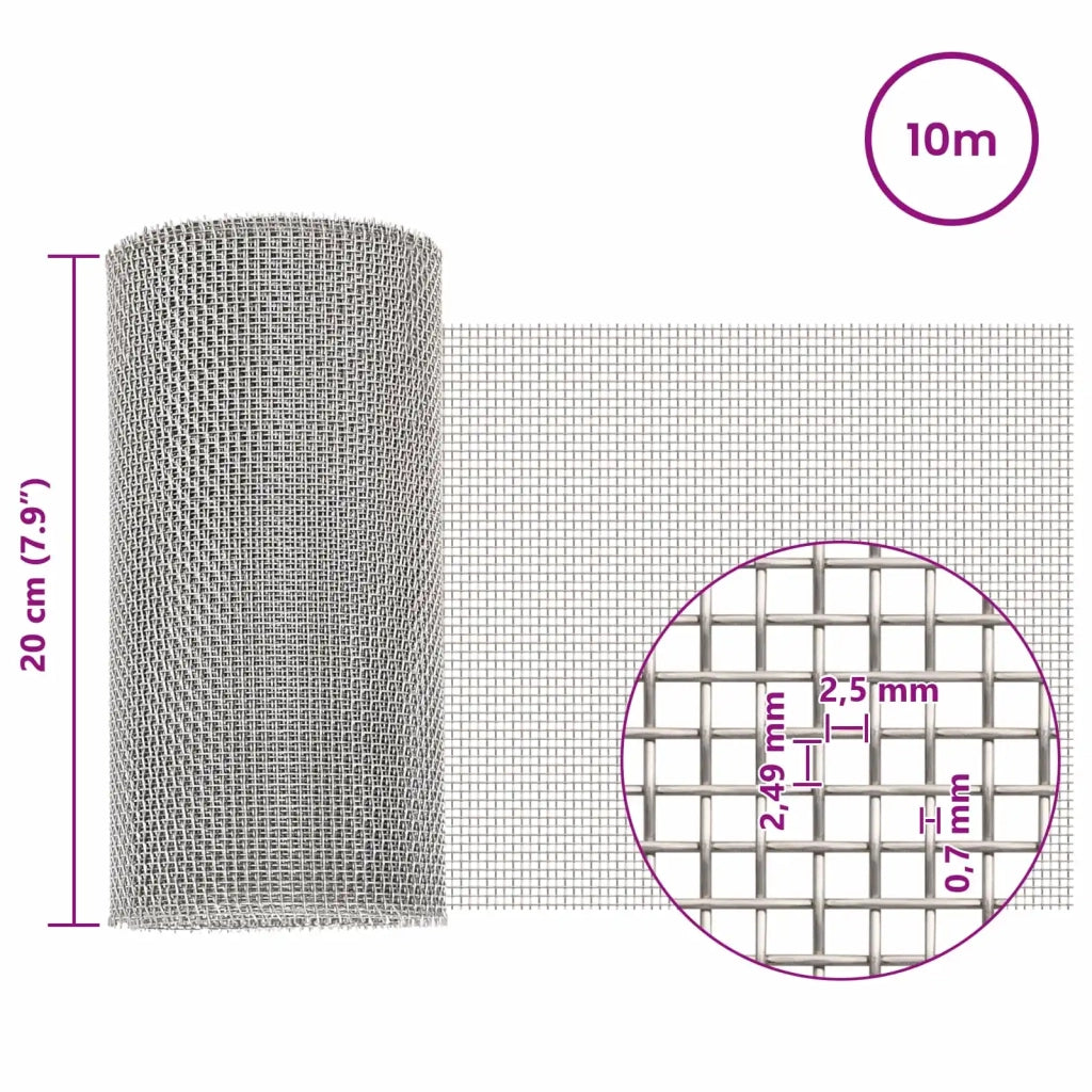 Rete per schermatura 20 x 1000 cm 8 Mesh Argento 42039664