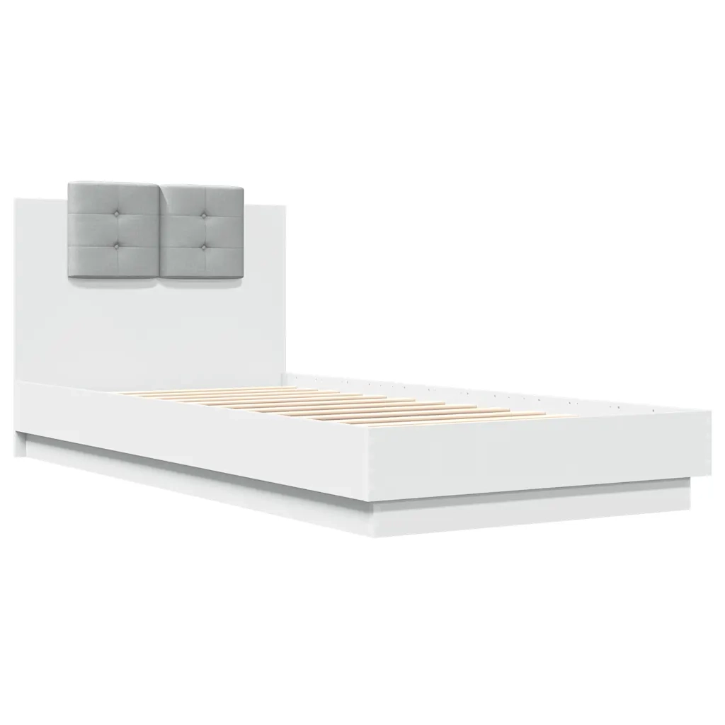 Giroletto con Testiera-Struttura Letto con testiera Bianco 90x200 cm in Legno Multistrato 955916