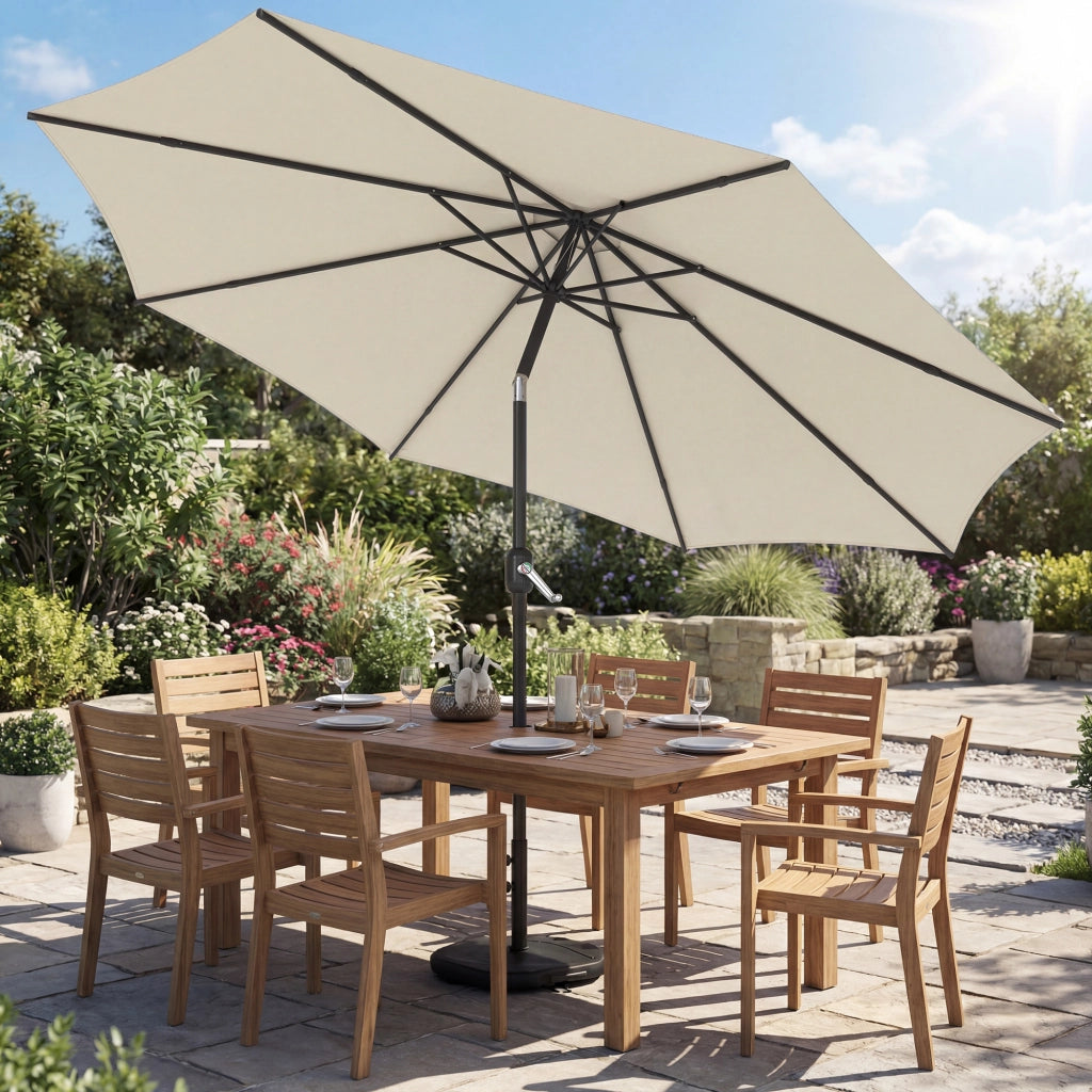 Ombrellone da balcone pieghevole con manovella e base ¨C zephmum ¨C crema ?300 cm