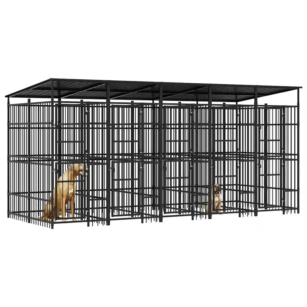 Gabbia per Cani da Esterno con Tetto in Acciaio 9,22 mÂ² cod mxl 41598