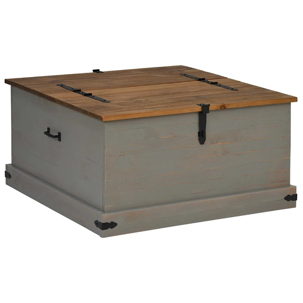 Cassapanca-Baule-Armadietto contenitore HALDEN Grigio 91x91x47 cm in Legno Massello di Pino
