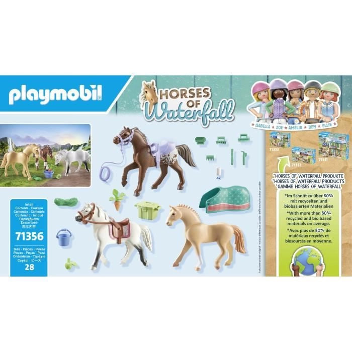 PLAYMOBIL 71356 3 cavalli Morgan, Quarter Horse e Shagya - Cavalli della cascata - Dai 5 anni in su