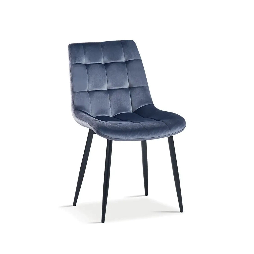 Sedia design KALI – Velluto grigio scuro e gambe in metallo
