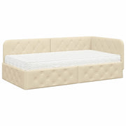 Letto singolo | Letto per adulti | Cornice del letto ad angolo Crema 90 x 190 cm Tessuto