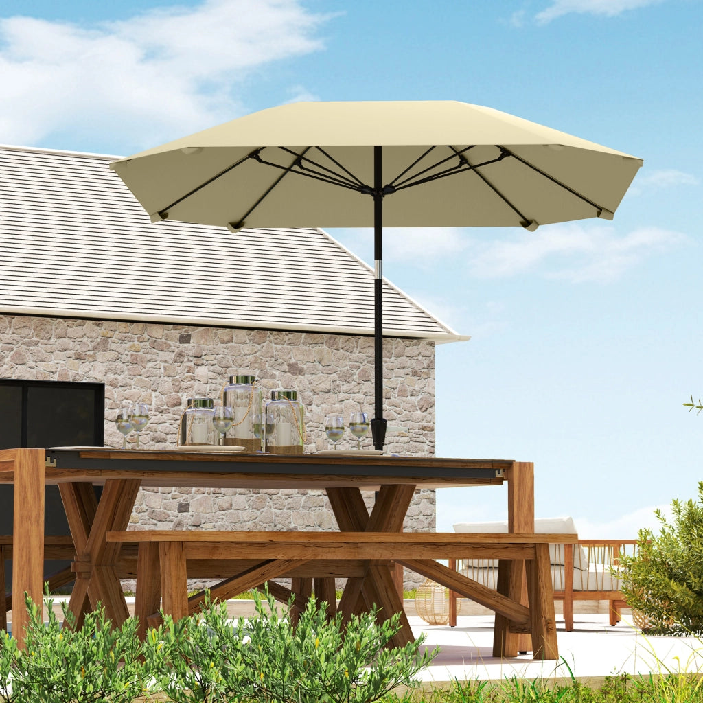 Ombrellone da Giardino ¨C zephmum ¨C Beige, Poliestere, Alluminio, Fibra di Vetro, Regolabile, 2.3 m