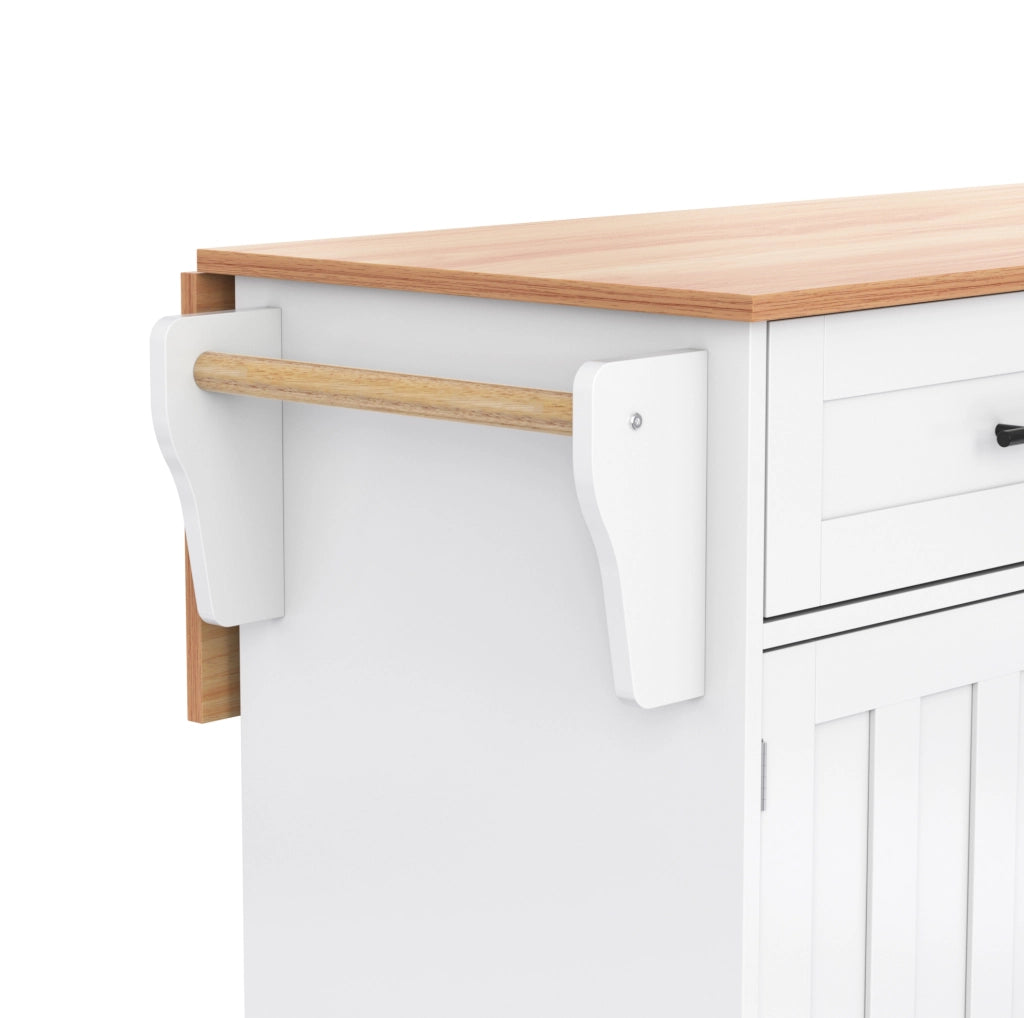 Carrello da cucina 129x71x91.5 cm con piano ribaltabile e ampio spazio; MDF; bianco naturale