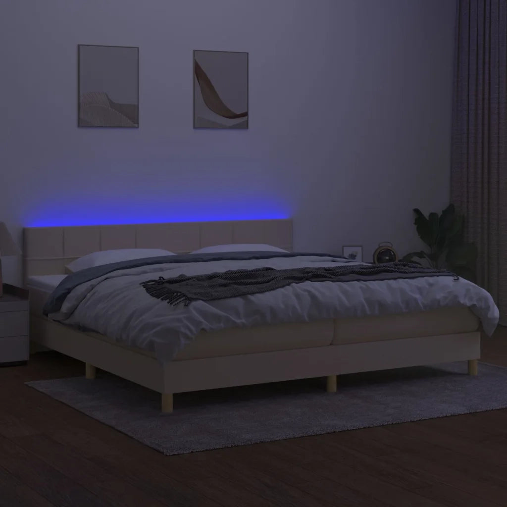 Letto a Molle Materasso e LED bianco 200x200cm in Tessuto cod mxl 63093