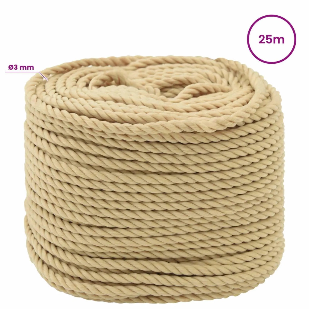 Corda multiuso 3 mm 25 m Naturale PP 67,5 kg Carico massimo 3472821