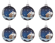 Palle di Natale in Vetro Blu Decorazione Casa con Neve Palline Addobbi Albero Diametro: 80 mm