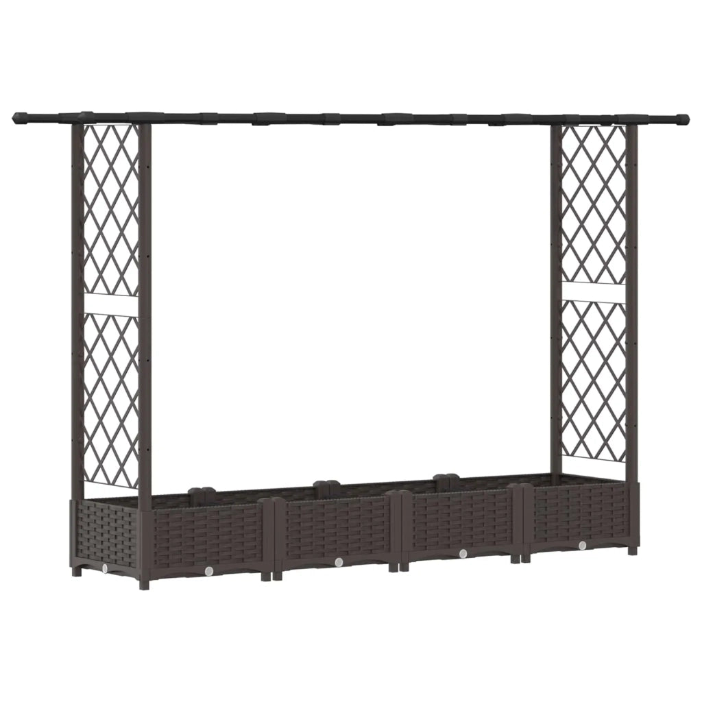 Letto Rialzato con Griglia e Tetto Marrone 203 x 40 x 123 cm PP 42032517