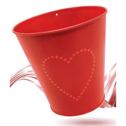 Trade Shop - Secchiello Rosso Decorativo Latta 14cm Con Cuore Idea Regalo San Valentino 92300 -