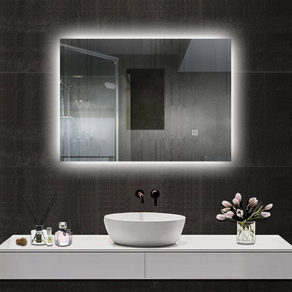 Aica Specchio da bagno a LED+80x60cm+Disappannamento+Funzione Memoria+Infinitamente Dimmerabile