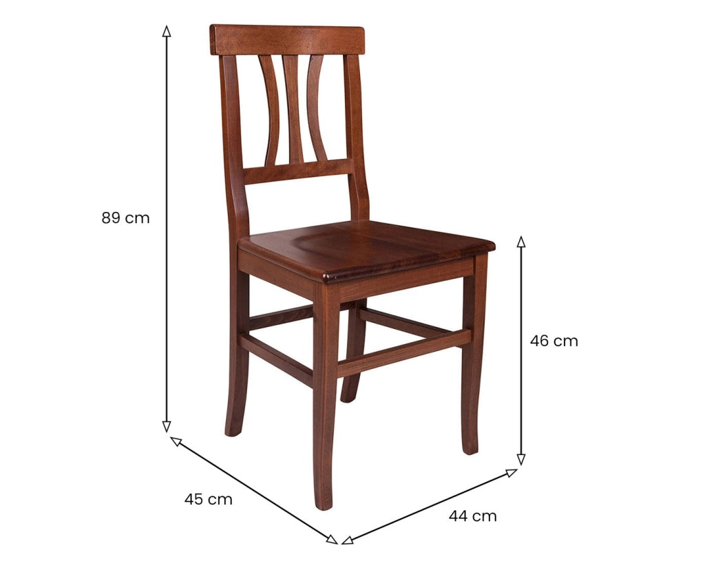 Set di 2 Sedie da soggiorno o Soulik, stile country, legno massello di faggio, cm 44x44.5h89, colore Noce