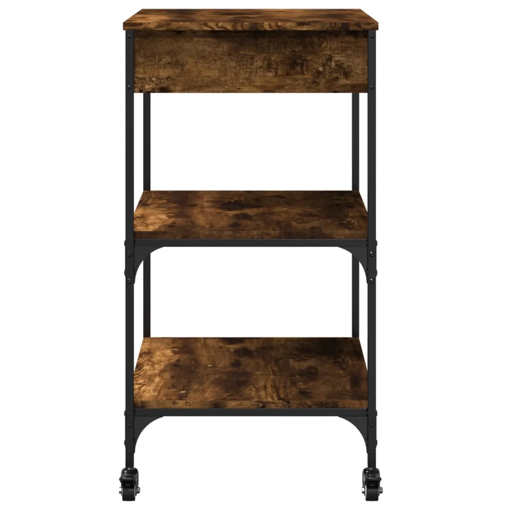 Carrello da Cucina-Scaffale per Cucina Rovere Fumo 60x48x89,5 cm Legno Multistrato