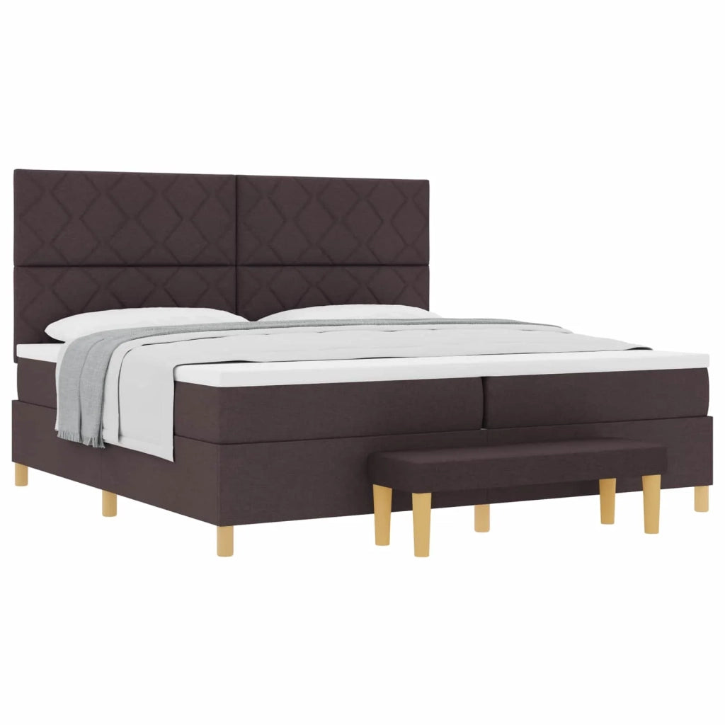 Letto a molle con materasso Marrone Scuro 200 x 200 cm Tessuto