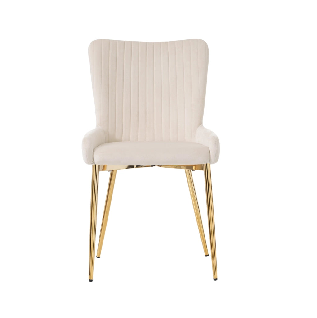 Set di 2 sedie da pranzo in velluto beige e oro