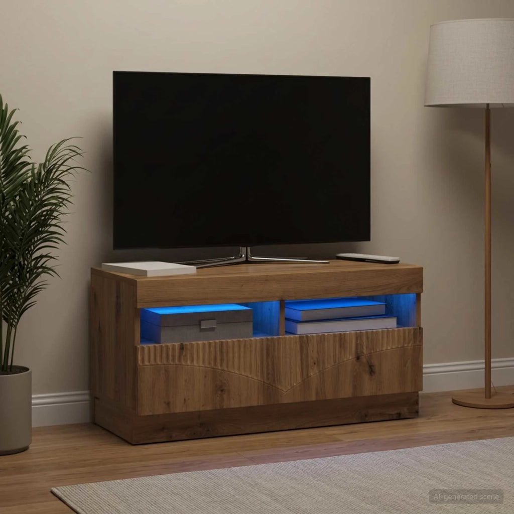 Mobile TV LED Rovere Artigianale Legno ingegnerizzato 897444