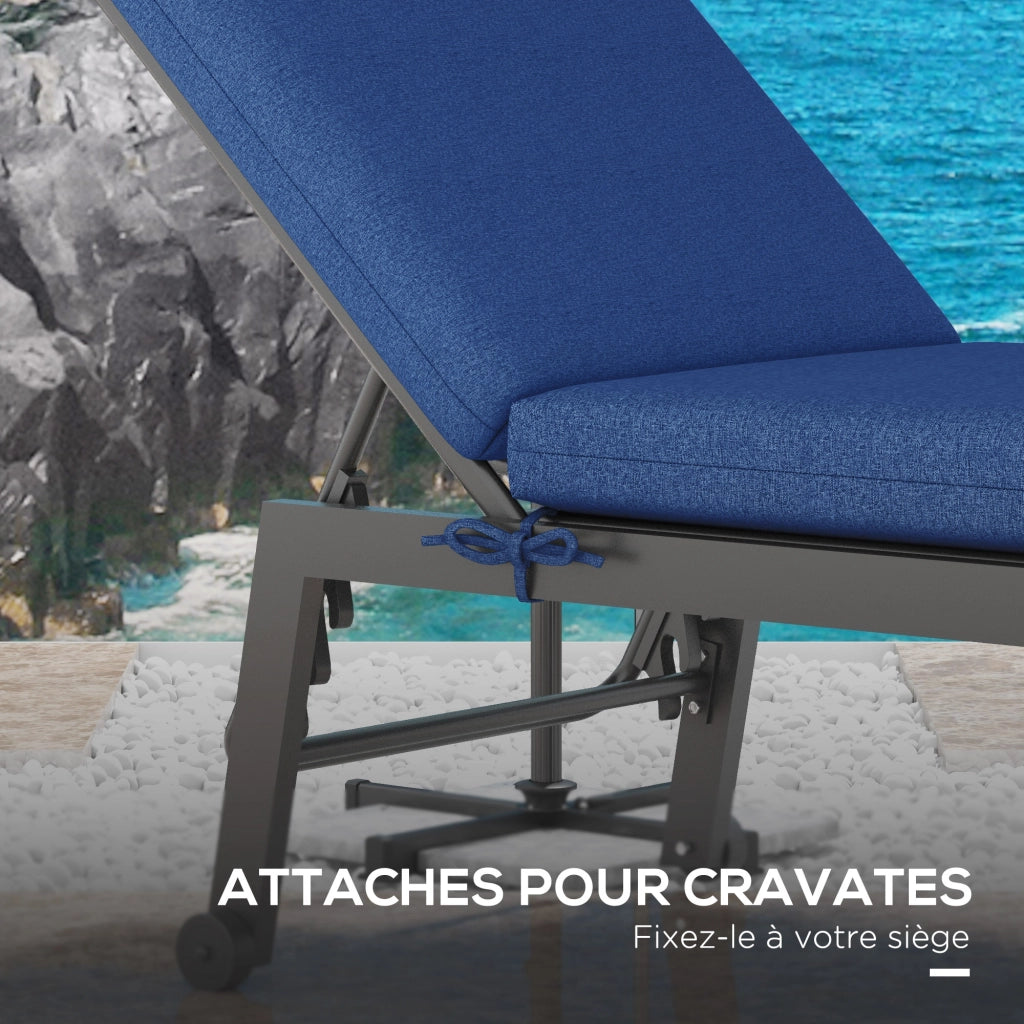 Cuscini per Chaise Longue ¨C zephmum ¨C 2 Pezzi, Blu, con Sangle