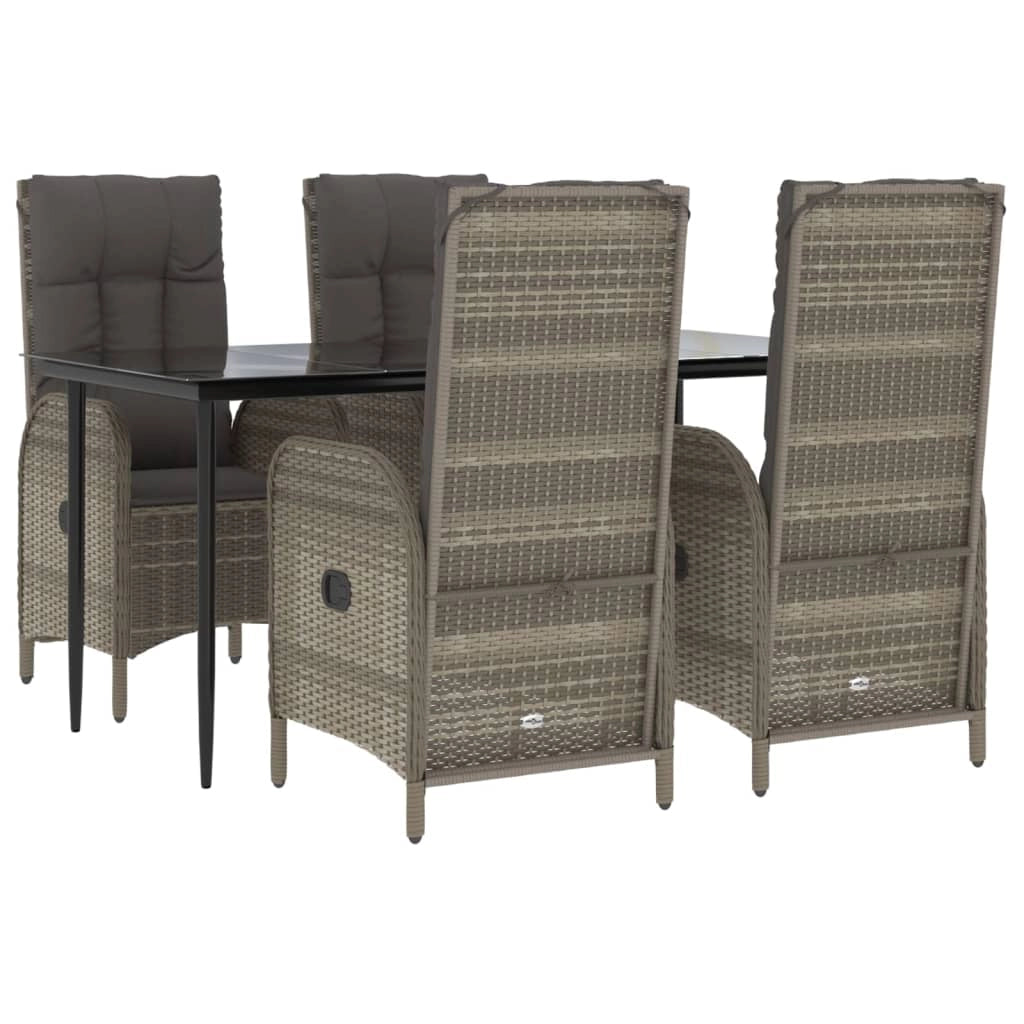 Set da pranzo da giardino nero e grigio da 5 pezzi con cuscini 02_0014861