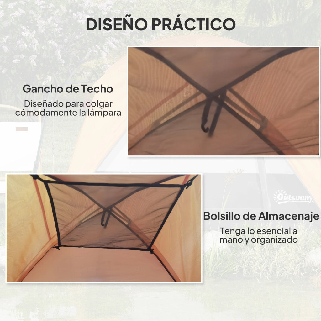 Tenda da campeggio 4 persone ¨C zephmum ¨C 200x200x135 cm grigio