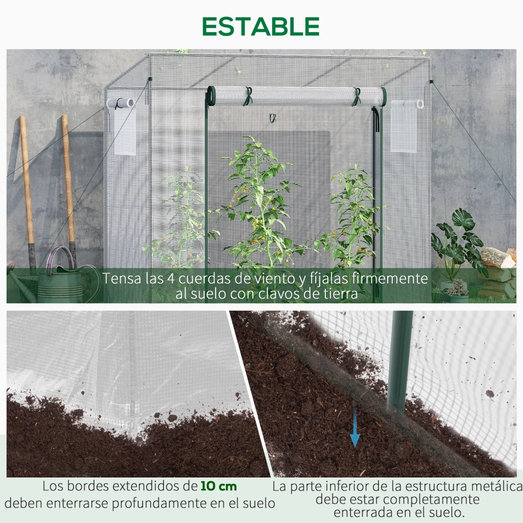 Serra da Giardino con Finestre e Struttura in Acciaio ¨C zephmum ¨C Bianco 200x76x168 cm