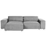Divano modulare a 2 posti con ottomana Divano componibile in tessuto grigio con gambe nere Soggiorno moderno