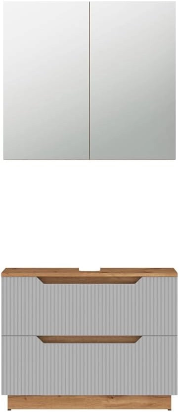 Set di mobili da bagno Lotta, Cachemire, 79.6 cm, composto da specchio da bagno e mobile sottolavabo