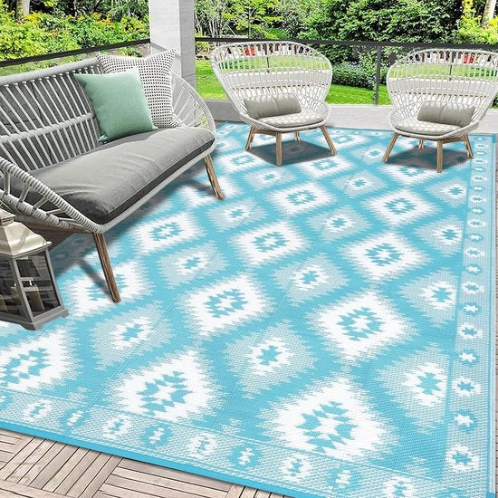 Tappeto esterno impermeabile e riutilizzabile 180 x 270 cm - Tappeto in materiale sintetico UV-resistente per giardino, spiaggia e picnic