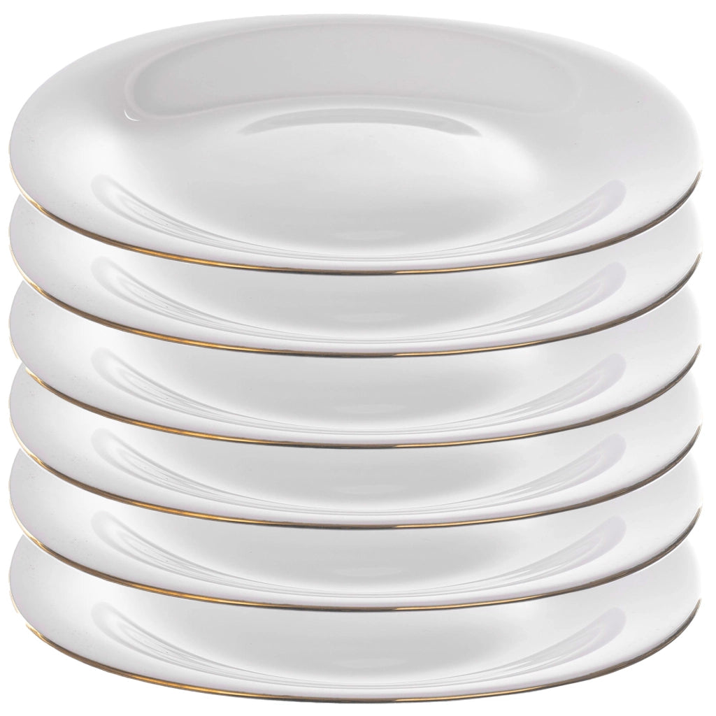 Set di 6 piatti da dessert KADAX da 21,5 cm, colore bianco e oro.