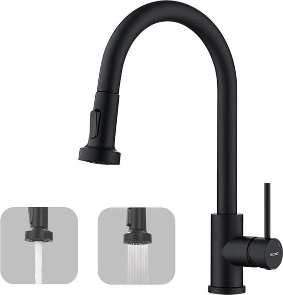 Kraan da bagno con rubinetto esterno per cucina, color nero, attacco per lavello, armatura ad alta pressione per cucina a incasso