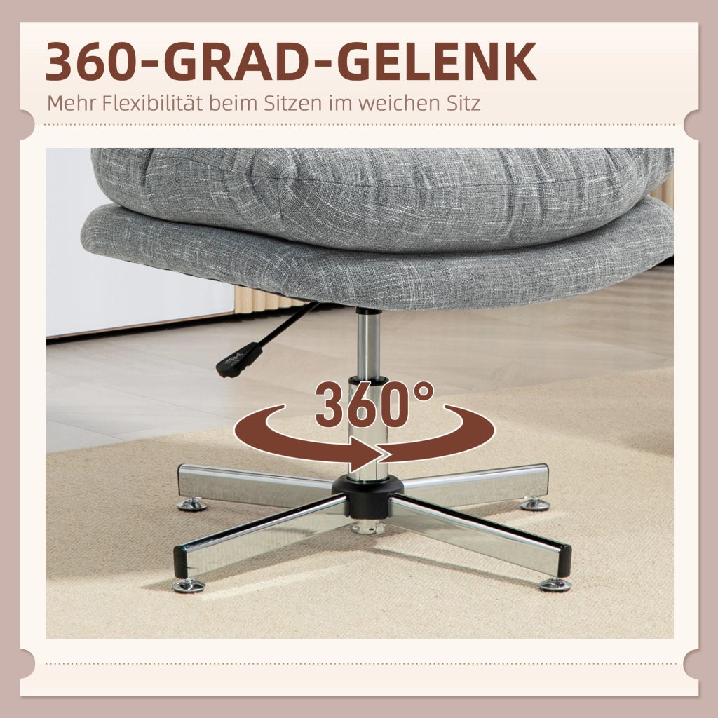 Sedia da ufficio ergonomica con funzione oscillante e altezza regolabile, seduta imbottita in poliestere grigio