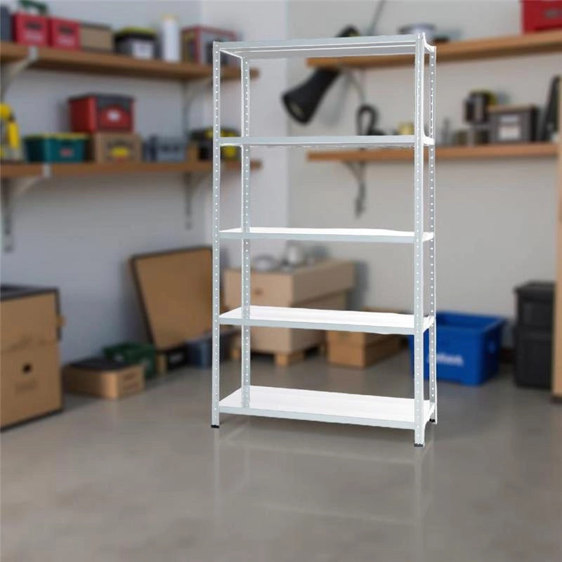 SCAFFALE IN METALLO BIANCO ETTORE KIT BULLONI CON 5 RIPIANI 100 X 40 X H 187 CM